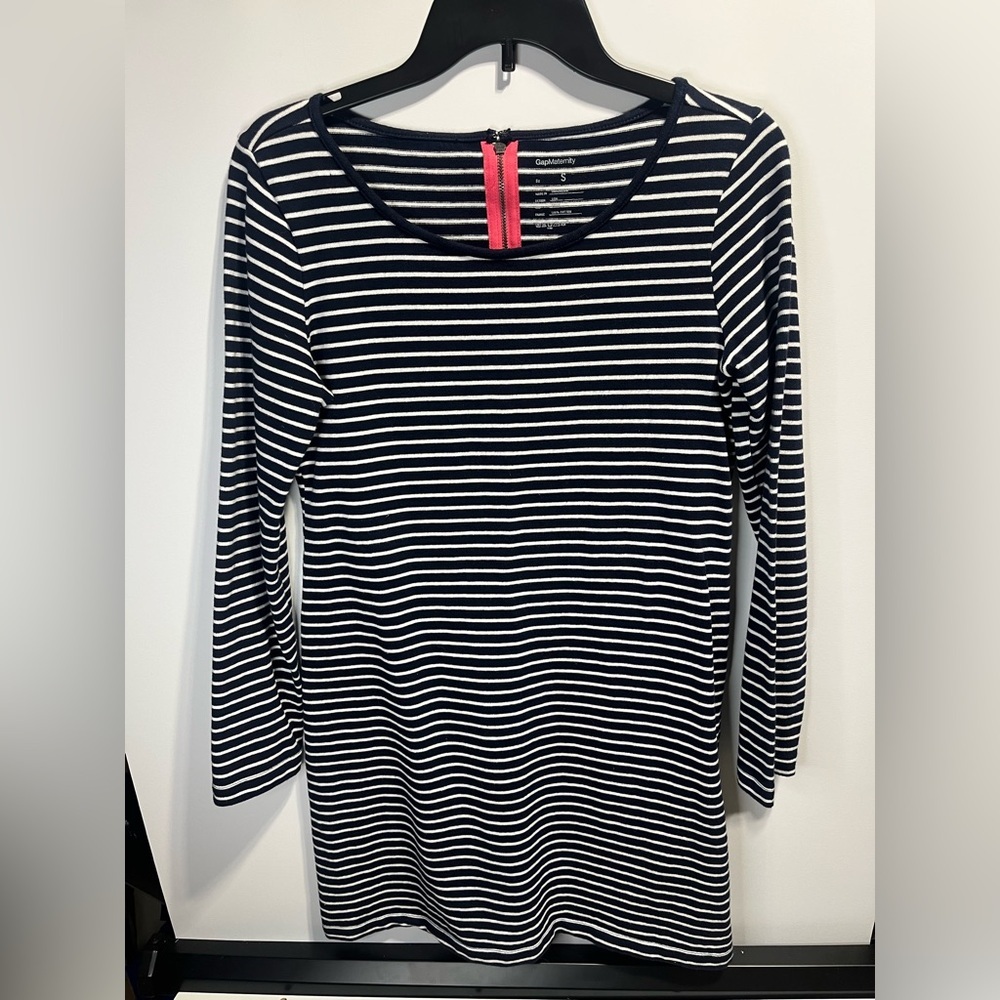 Gap Navy and White Striped Knit Cotton Dress Maternity size small